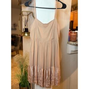 TWINSET Simon Barbieri Mauve Silk Beaded Hem Dress Size L 10-16